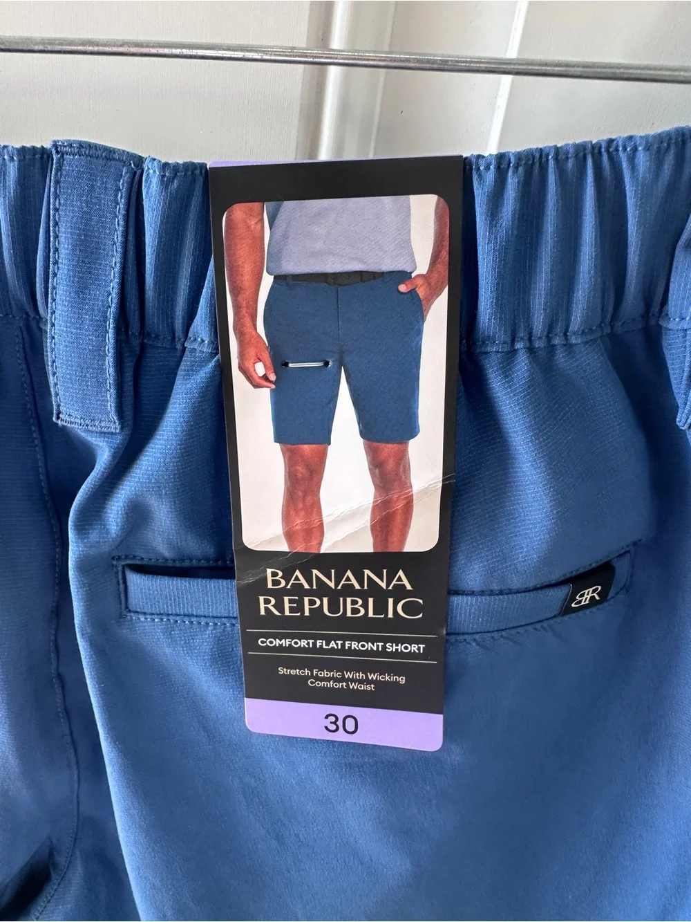 Banana Republic Men's Vibrant Blue Stretch Flat-Front Shorts